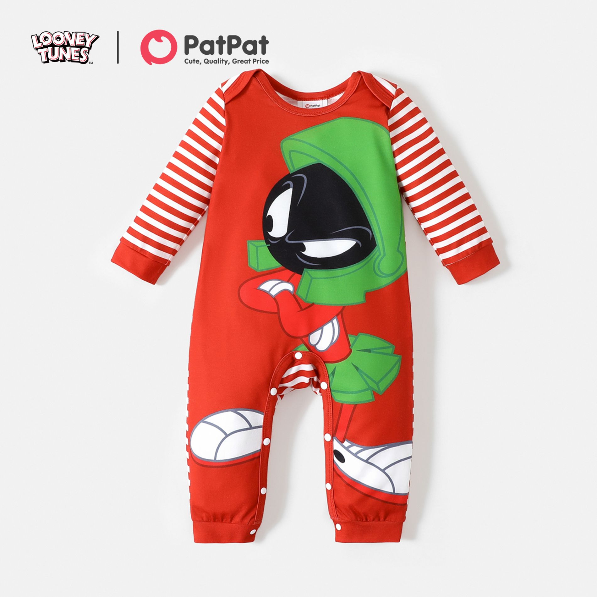 Looney Tunes Baby Boy/Girl Striped Long-sleeve Graphic Jumpsuit