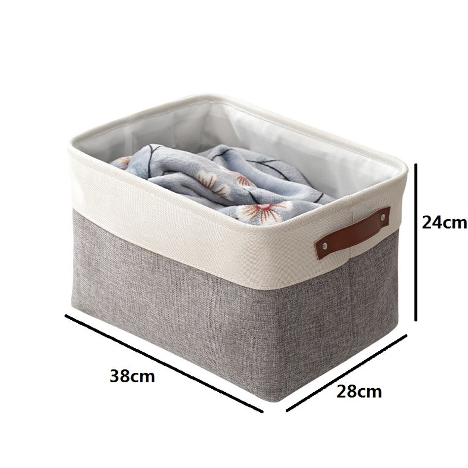 Large Linen Storage Bins Two Tone Colorblock Storage Basket Fabric