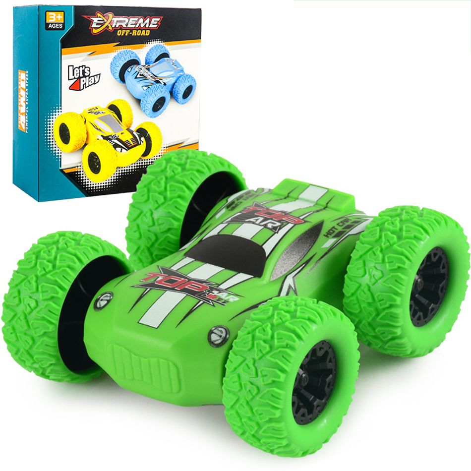 Kids Toy Pull Back Car Double-Sided Friction Powered Flips Inertia Big ...