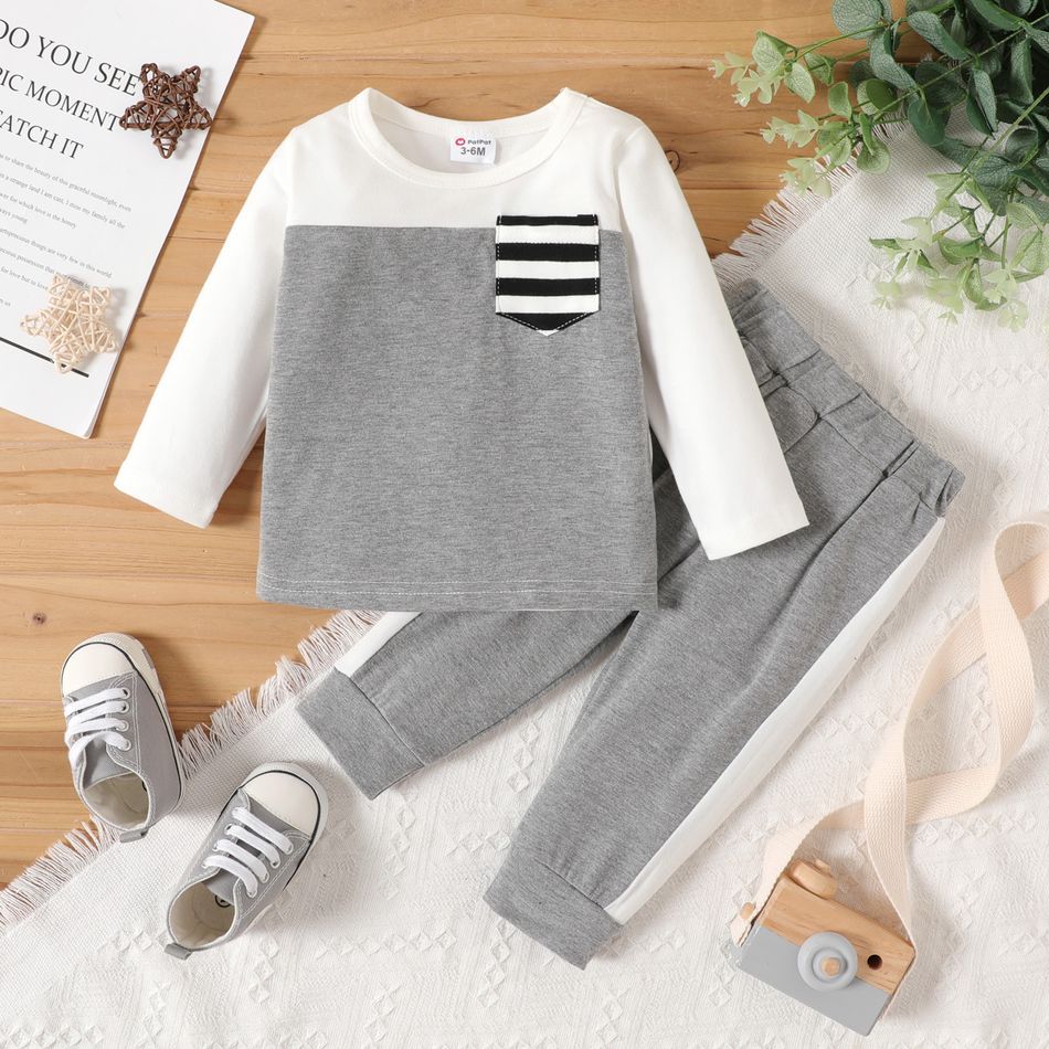 2pcs Baby Boy Striped Colorblock Long-sleeve Top and Pants Set Only $10.99 Patpat US Mobile
